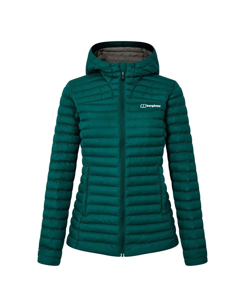 Berghaus Green Nula Solid Patterned Hooded Puffer Jacket With Woven Cuff 6 (2Xs)