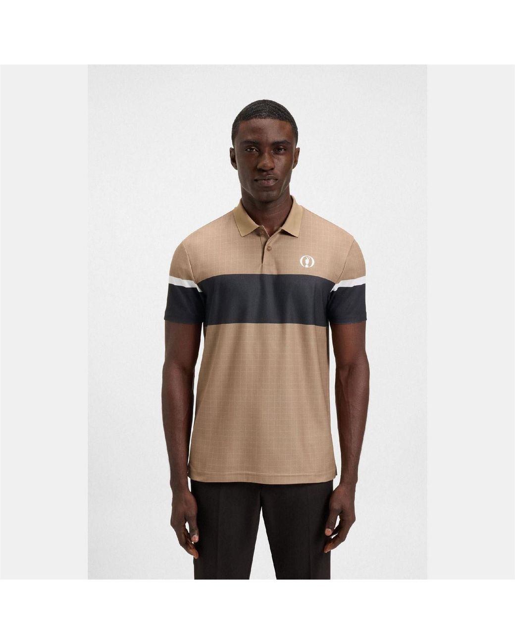 Boss Natural Open 25 Paddy Grid Pattern Polo Shirt for men