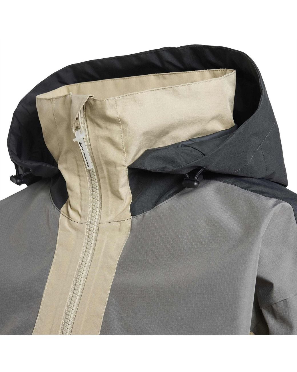 Adidas By Stella McCartney Gray Hooded Softshell Jacket With Bold Logo And Zipped Pocket