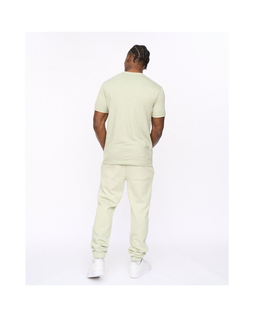 Crosshatch Green Preece Hem Label Patch Crew Neck Short Sleeve T-Shirt for men