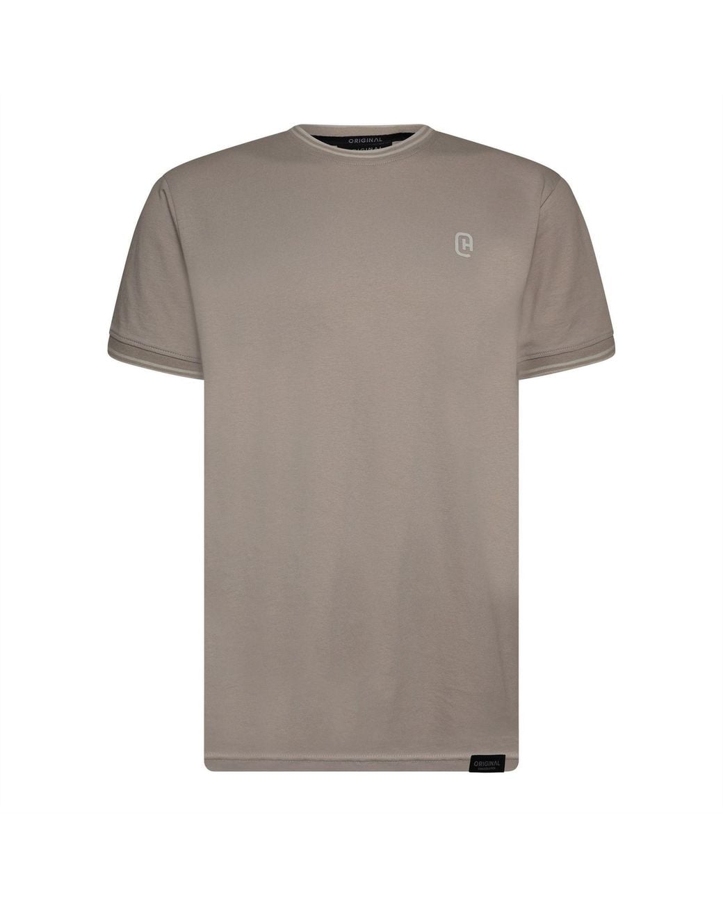 Crosshatch Gray Preece Hem Label Patch Crew Neck Short Sleeve T-Shirt for men