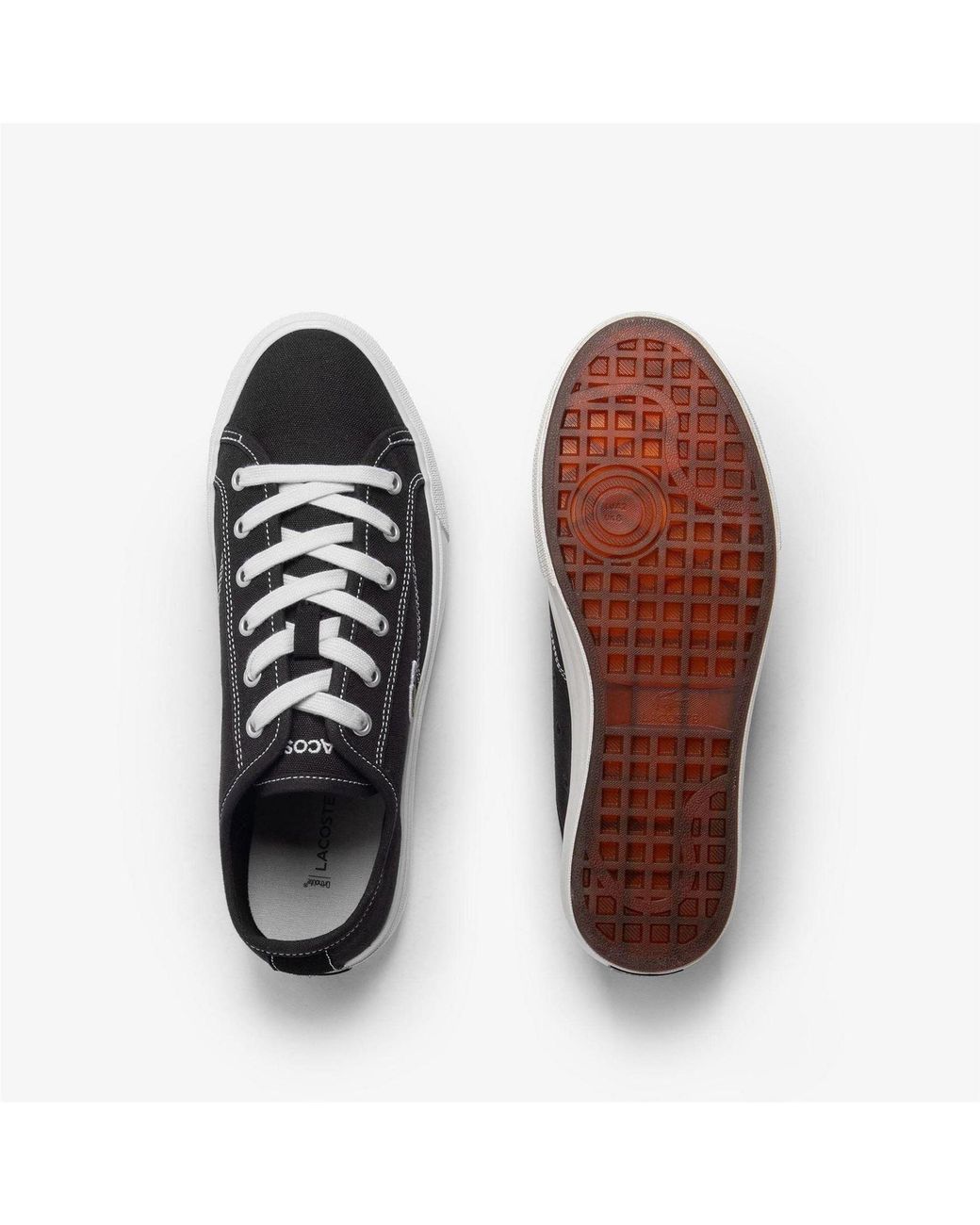 Lacoste Black Canvas Low Trainers for men