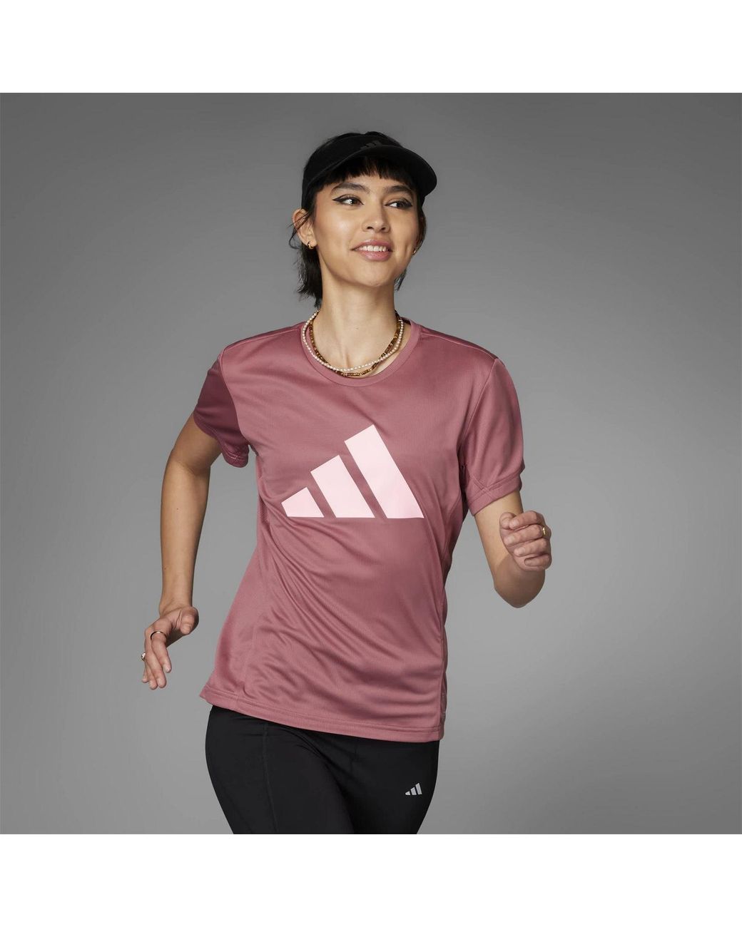 Adidas Gray Run Bold Logo Crew Neck Short Sleeve T-Shirt 8 (Xs)