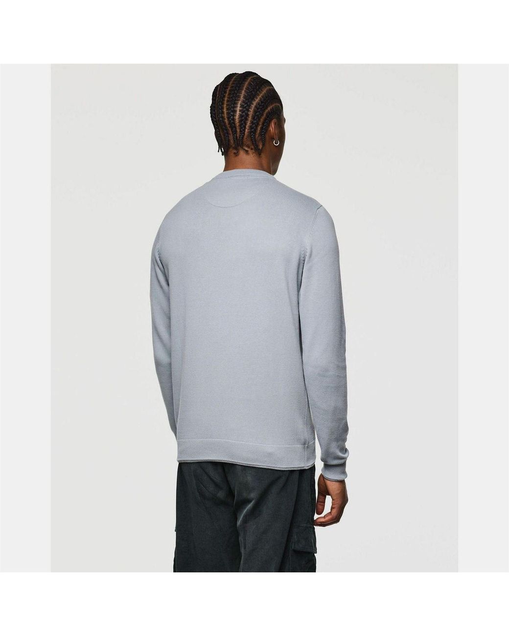 Weekend Offender Gray Solace Fine Gauge Crew Knit Sweater for men