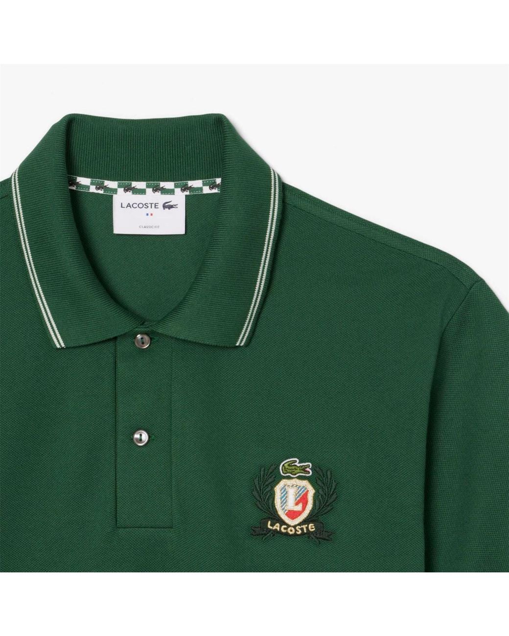 Lacoste Green Classic-Fit.12.12 Embroidered Shield Polo Shirt for men