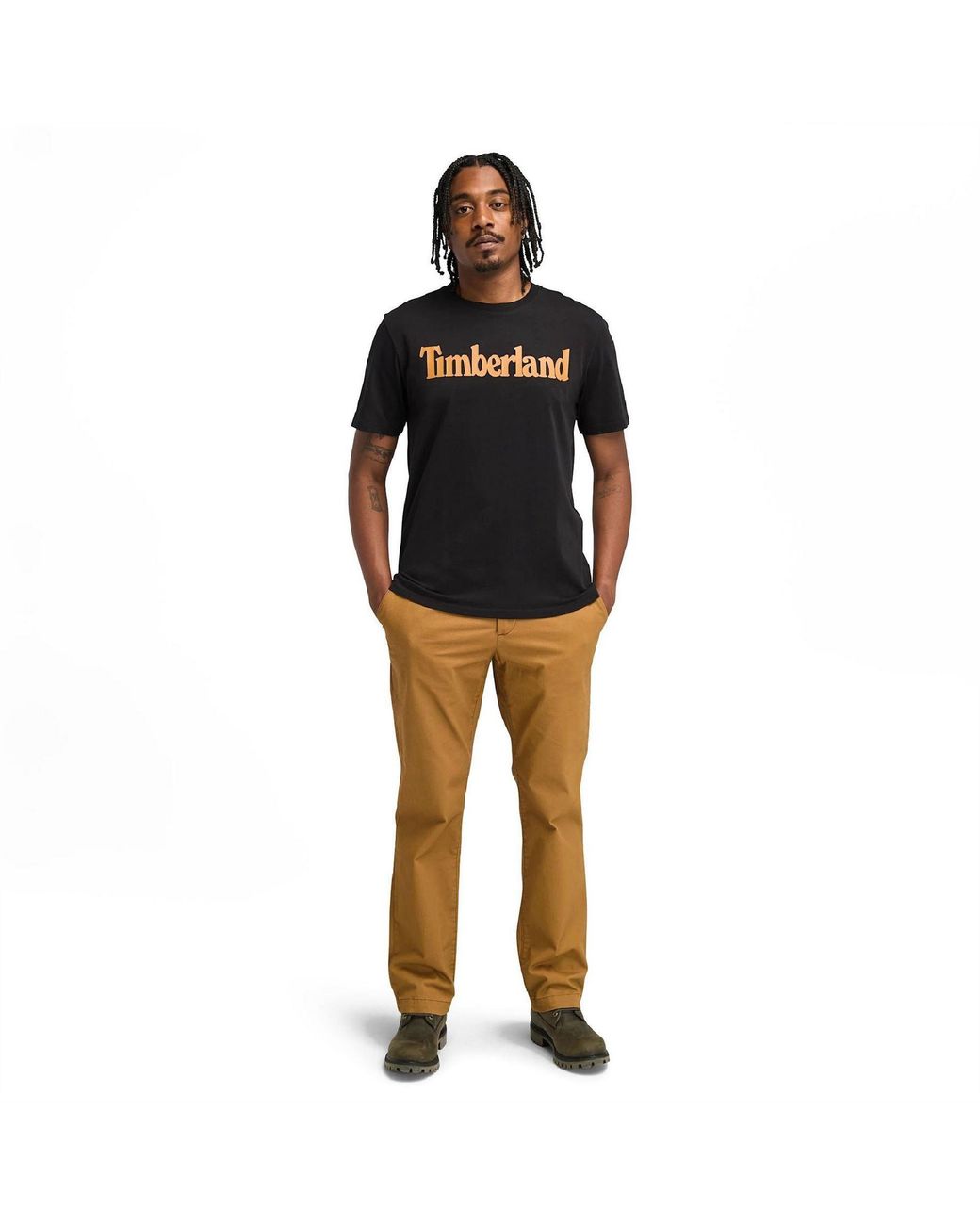 Timberland Black Northwood Wordmark Logo T-Shirt for men