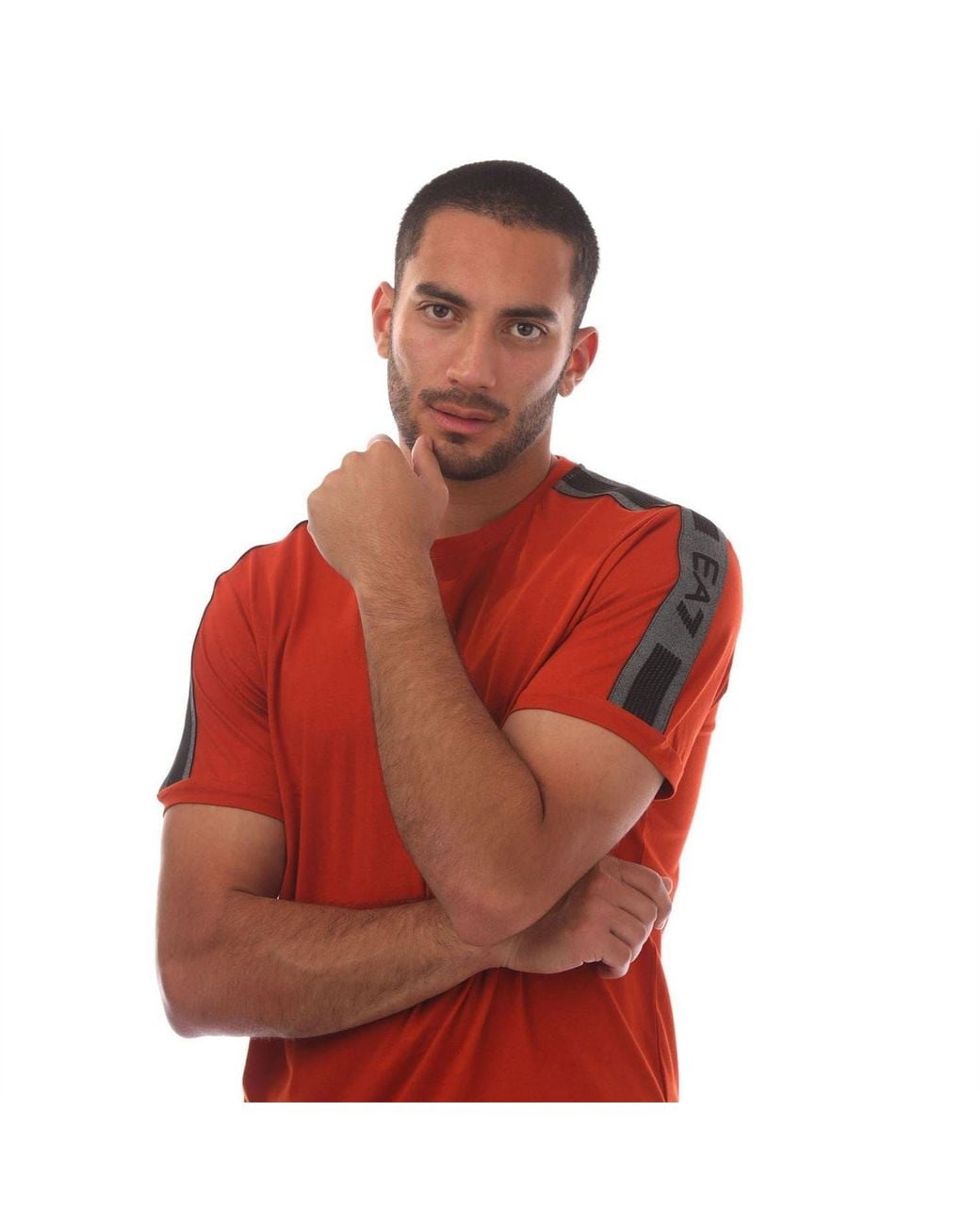 EA7 Red Series Cotton Jersey T Shirt for men