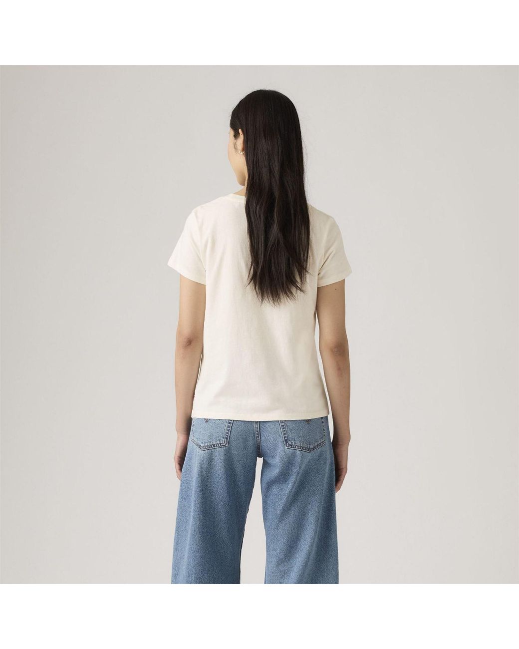 Levi's White The Perfect Wordmark Graphic Crew Neck Short Sleeve T-Shirt 8 (Xs)