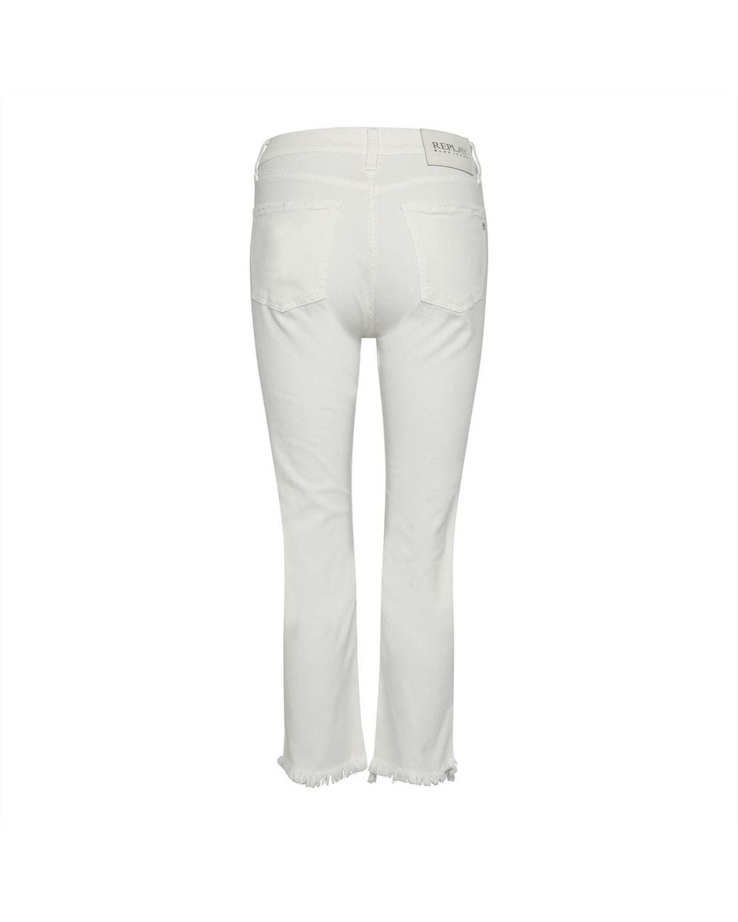 Replay White Straight Fit Cropped Jeans