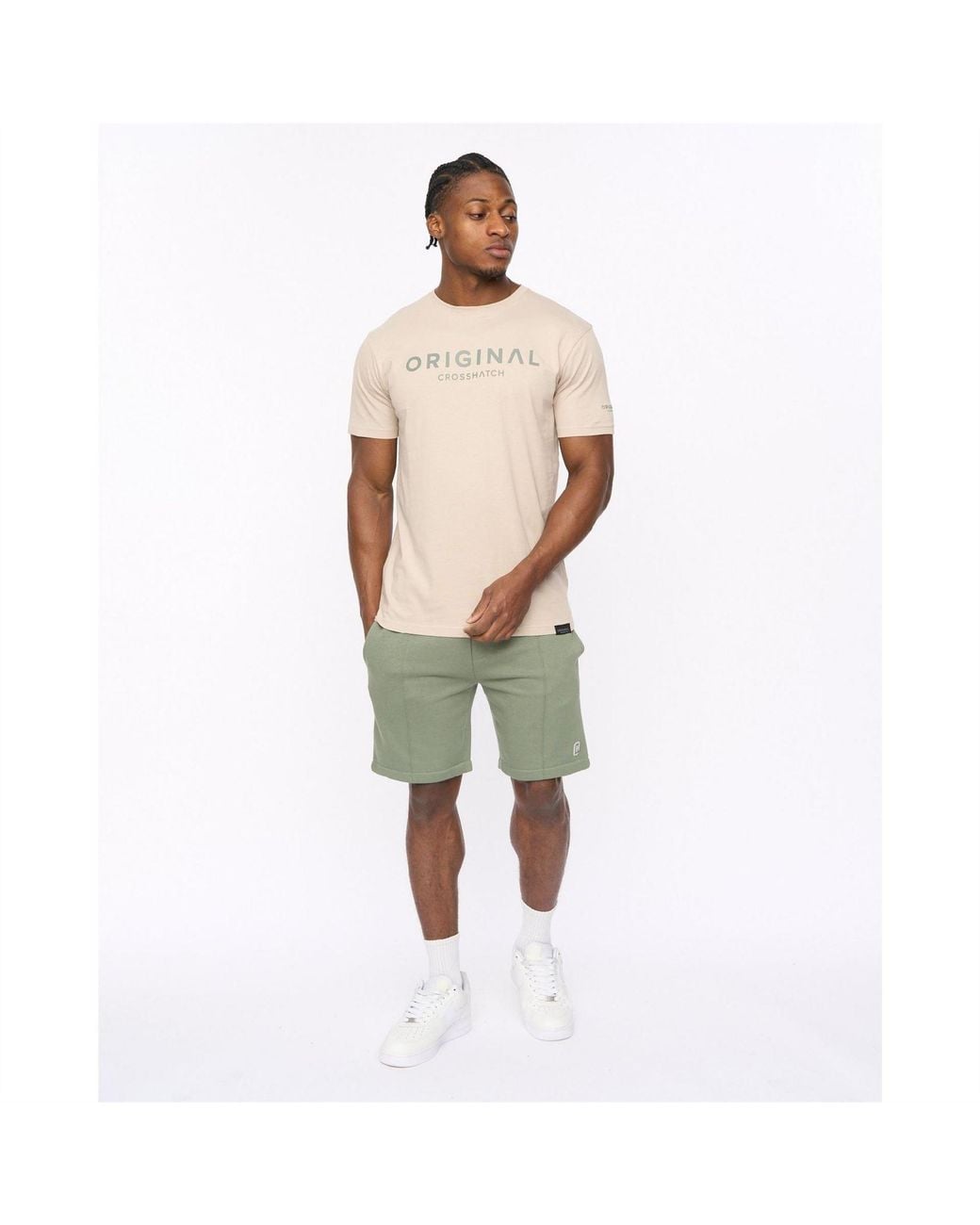 Crosshatch Green Bardon Jogger Shorts With Elasticated Waistband for men