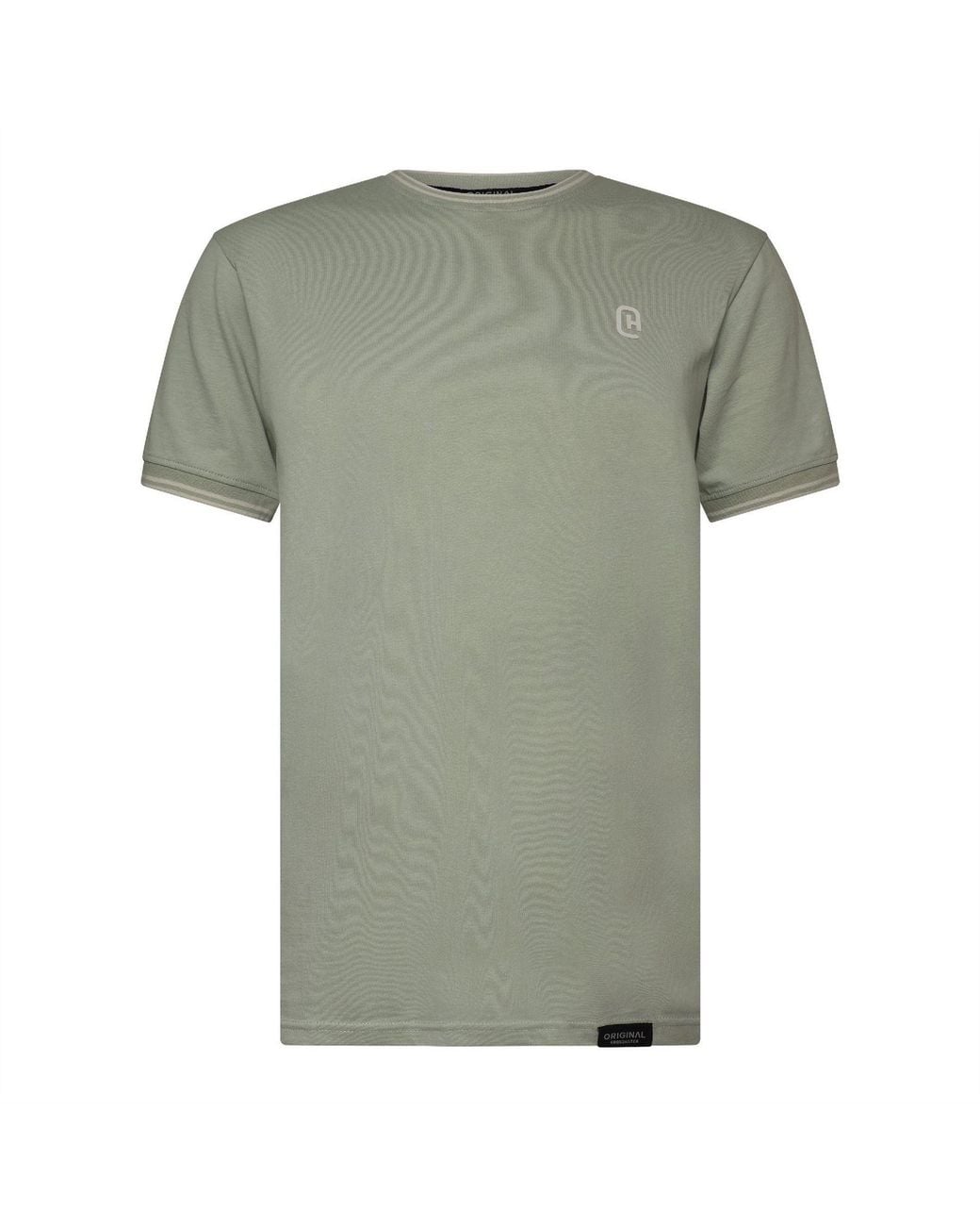 Crosshatch Green Preece Hem Label Patch Crew Neck Short Sleeve T-Shirt for men