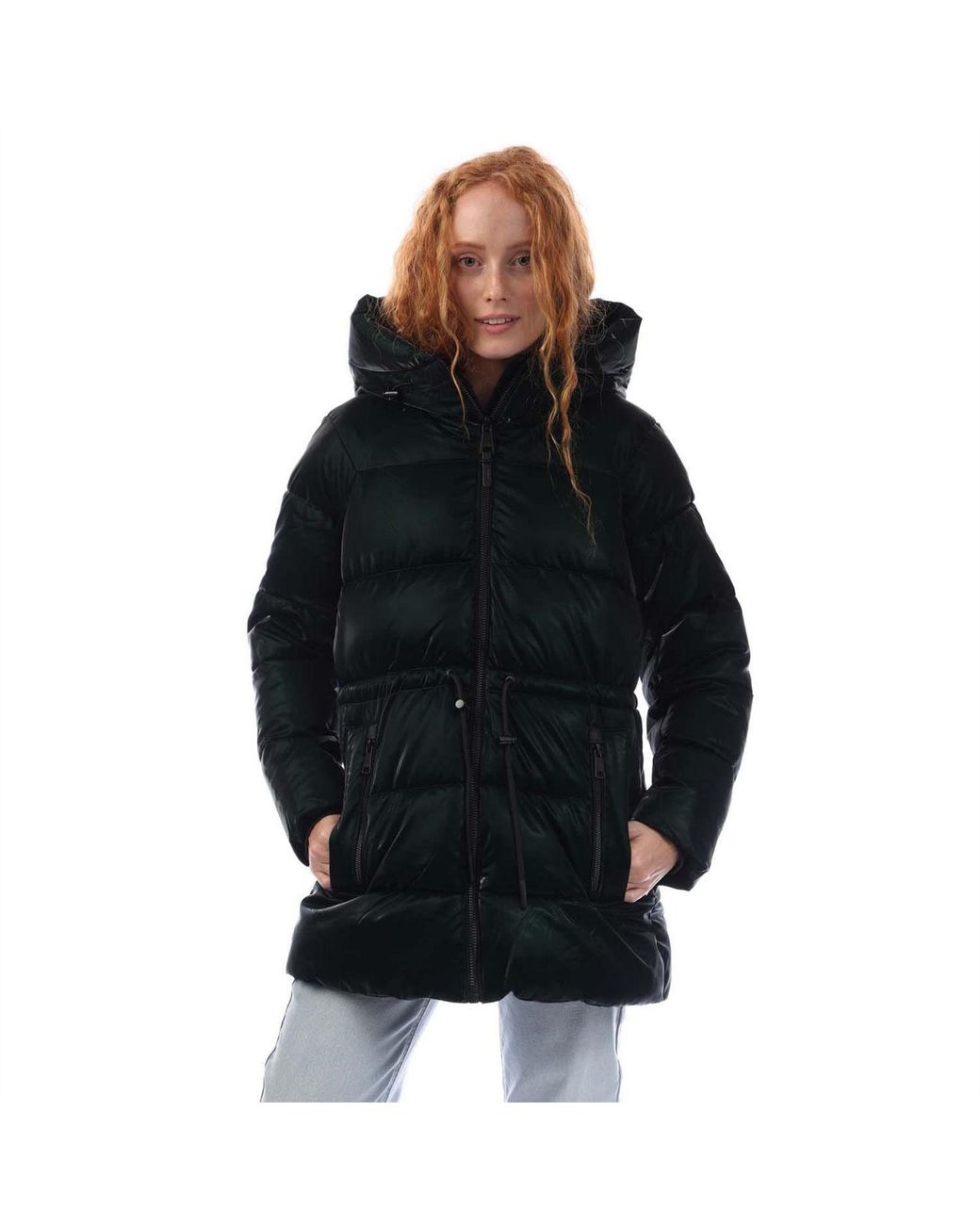 DKNY Black Front Drawcord Puffer Jacket