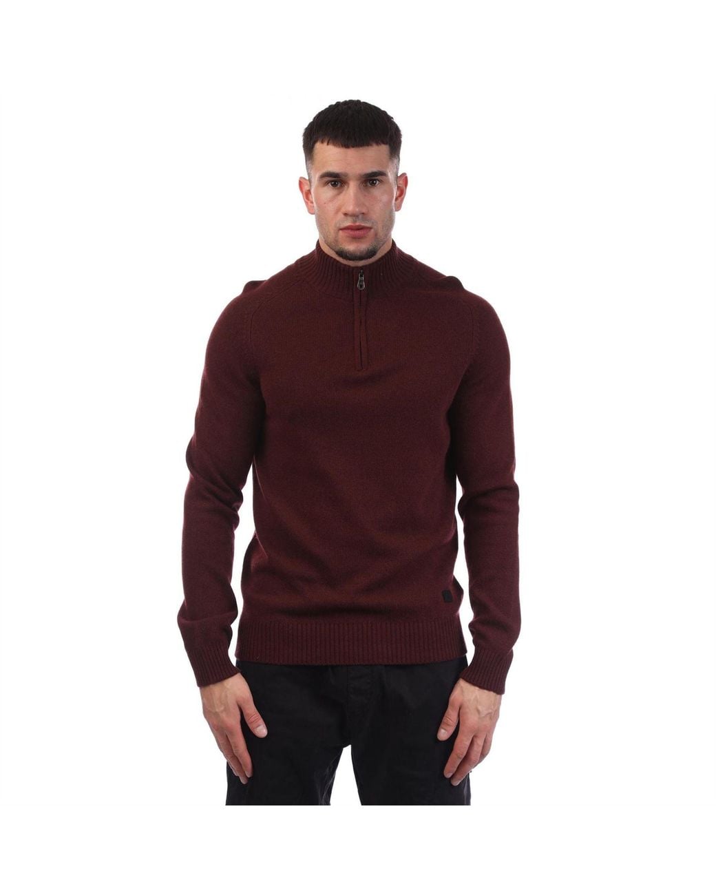 Lyle & Scott Red Sleeve Quarter Zip Jumper for men