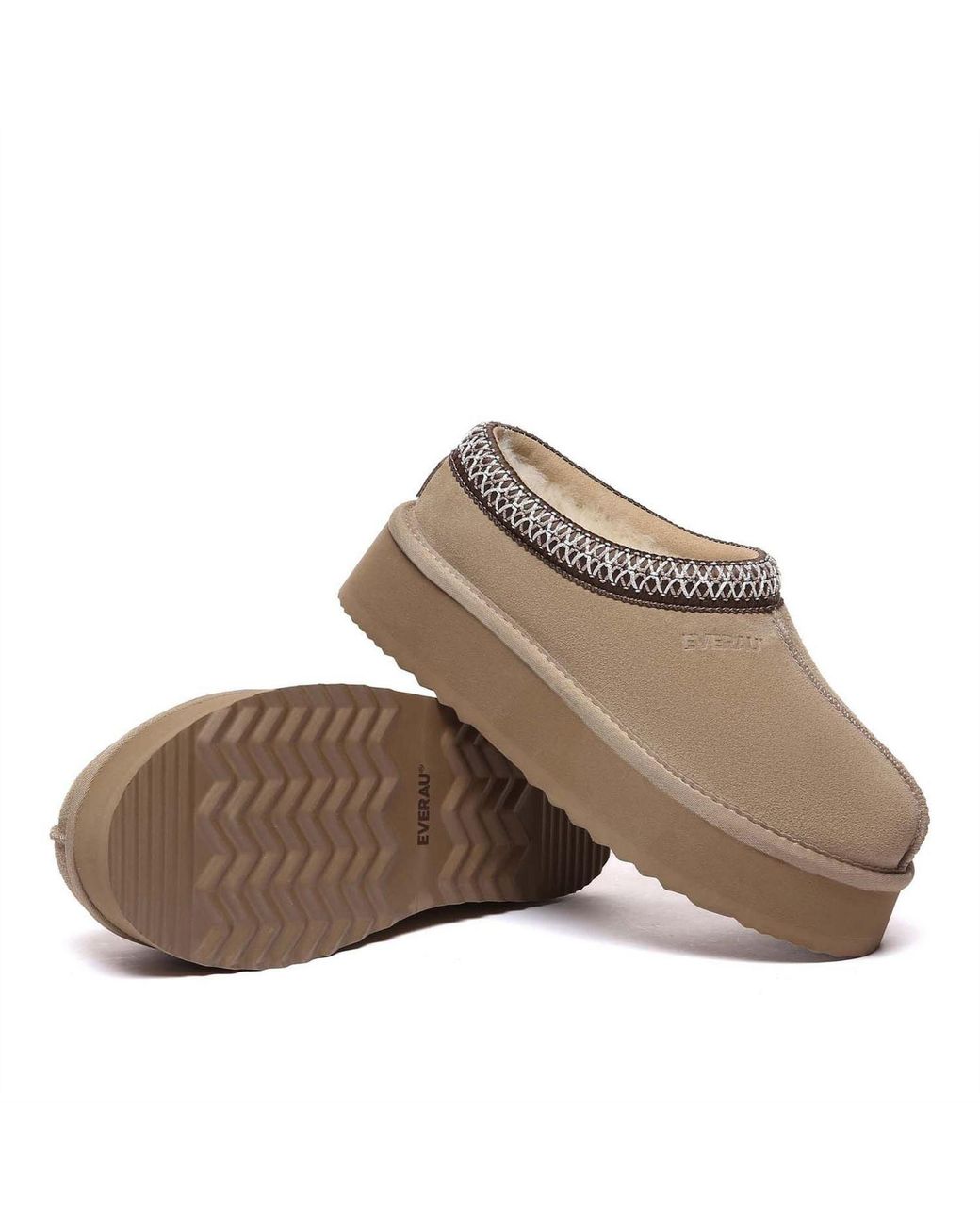 EVER AU Gray Leather Slippers