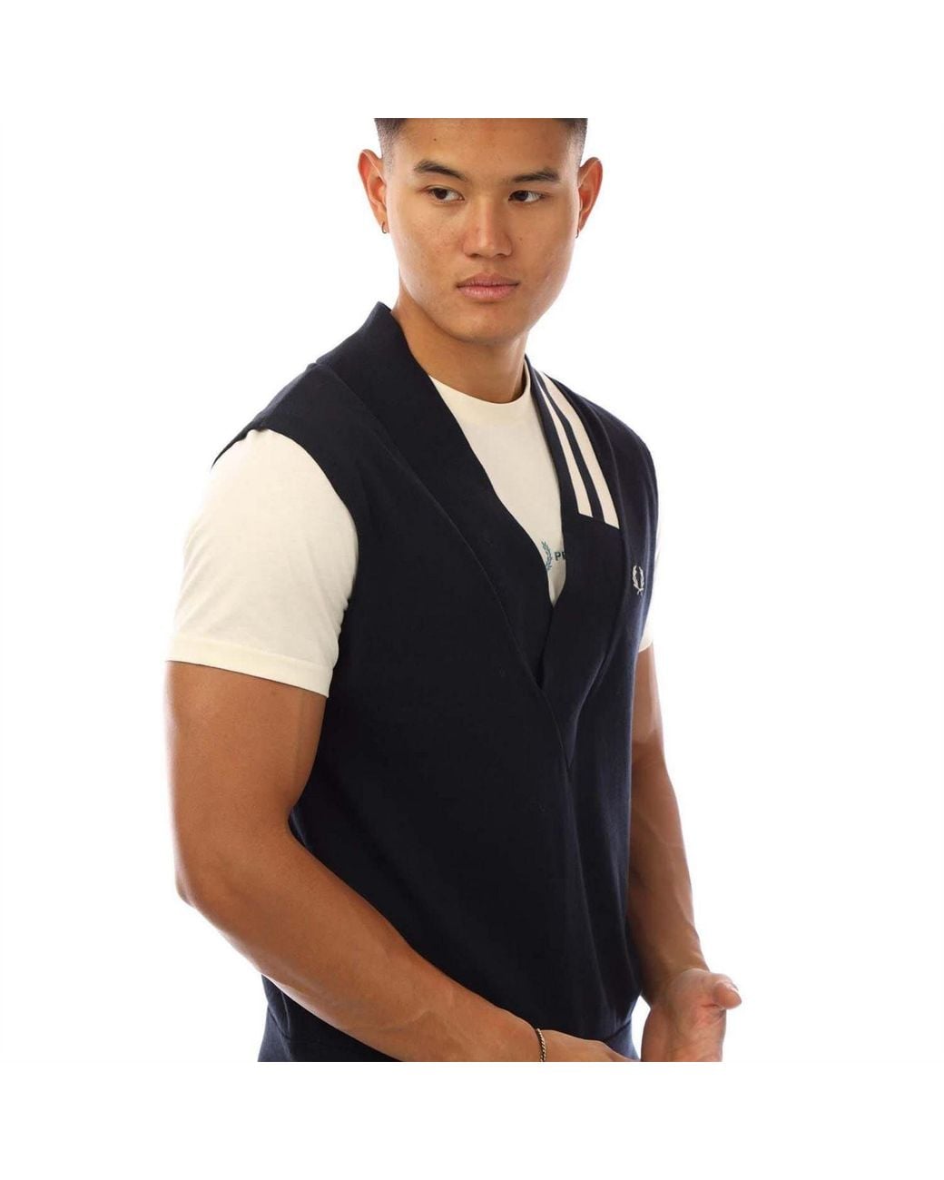 Fred Perry Blue Neck Broken Tipped Tank Top for men