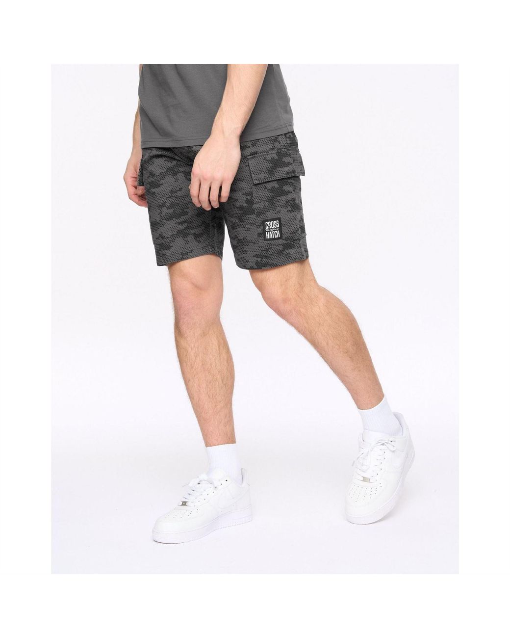 Crosshatch Blue Janscore Camo Patterned Shorts With Elasticated Waistband for men
