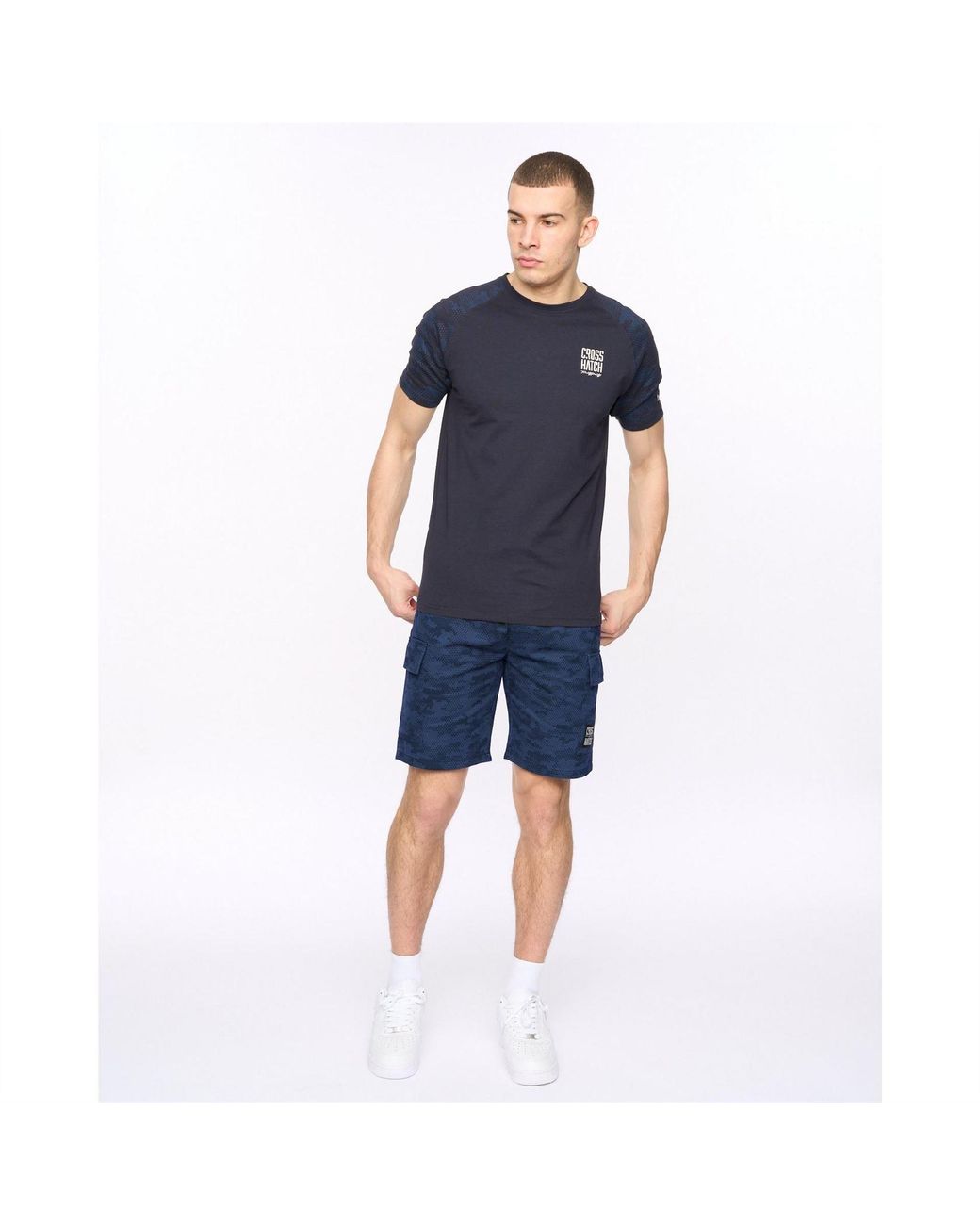 Crosshatch Blue Blansmoore Solid Bermuda Shorts With Elasticated Waistband for men