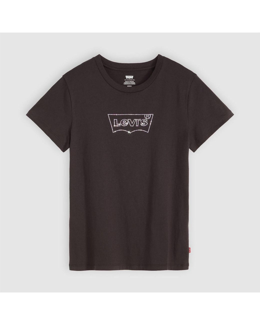 Levi's Black The Perfect Wordmark Graphic Crew Neck Short Sleeve T-Shirt 8 (Xs)