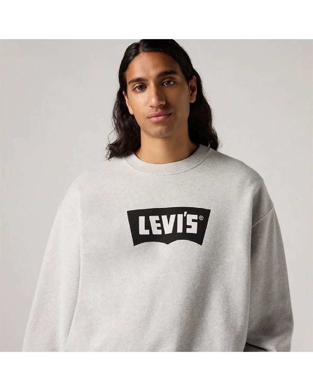 Levi's Gray Premium Wordmark Graphic Crew Neck Long Sleeve Sweatshirt for men