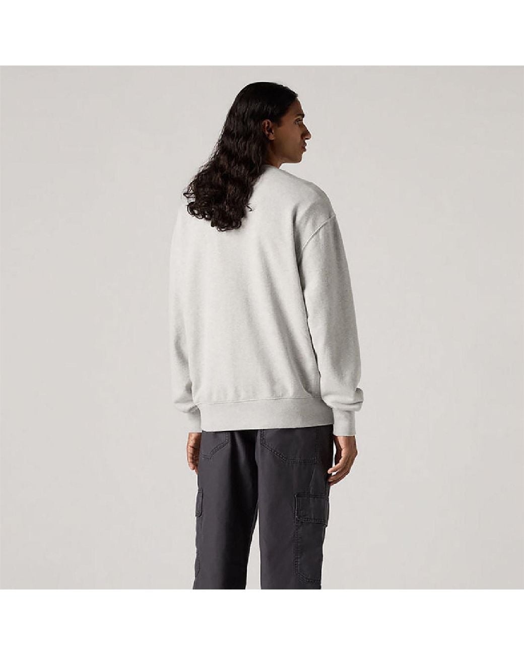 Levi's Gray Premium Wordmark Graphic Crew Neck Long Sleeve Sweatshirt for men