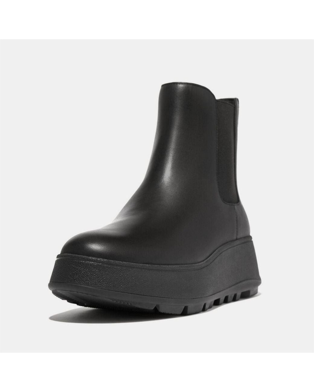 Fitflop Black F-Mode Waterproof Leather Flatform Chelsea Boots