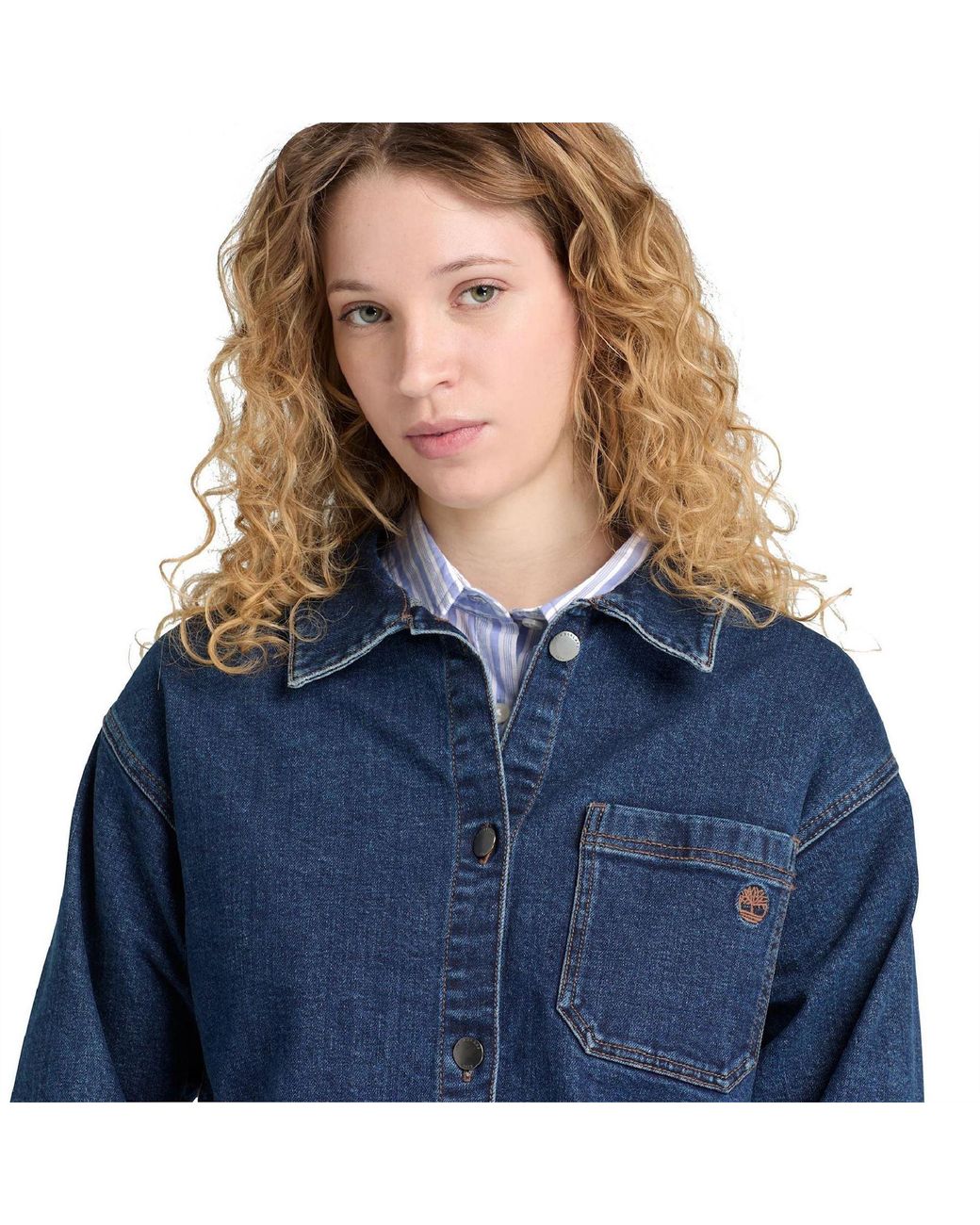 Timberland Blue Long Sleeve Oversized Fit Denim Jacket 8 (Xs)