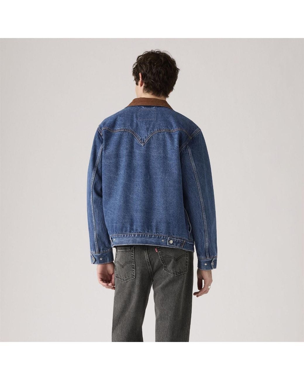 Levi's Blue Western Solid Patterned Snap Button Shirt Collared Denim Jacket for men