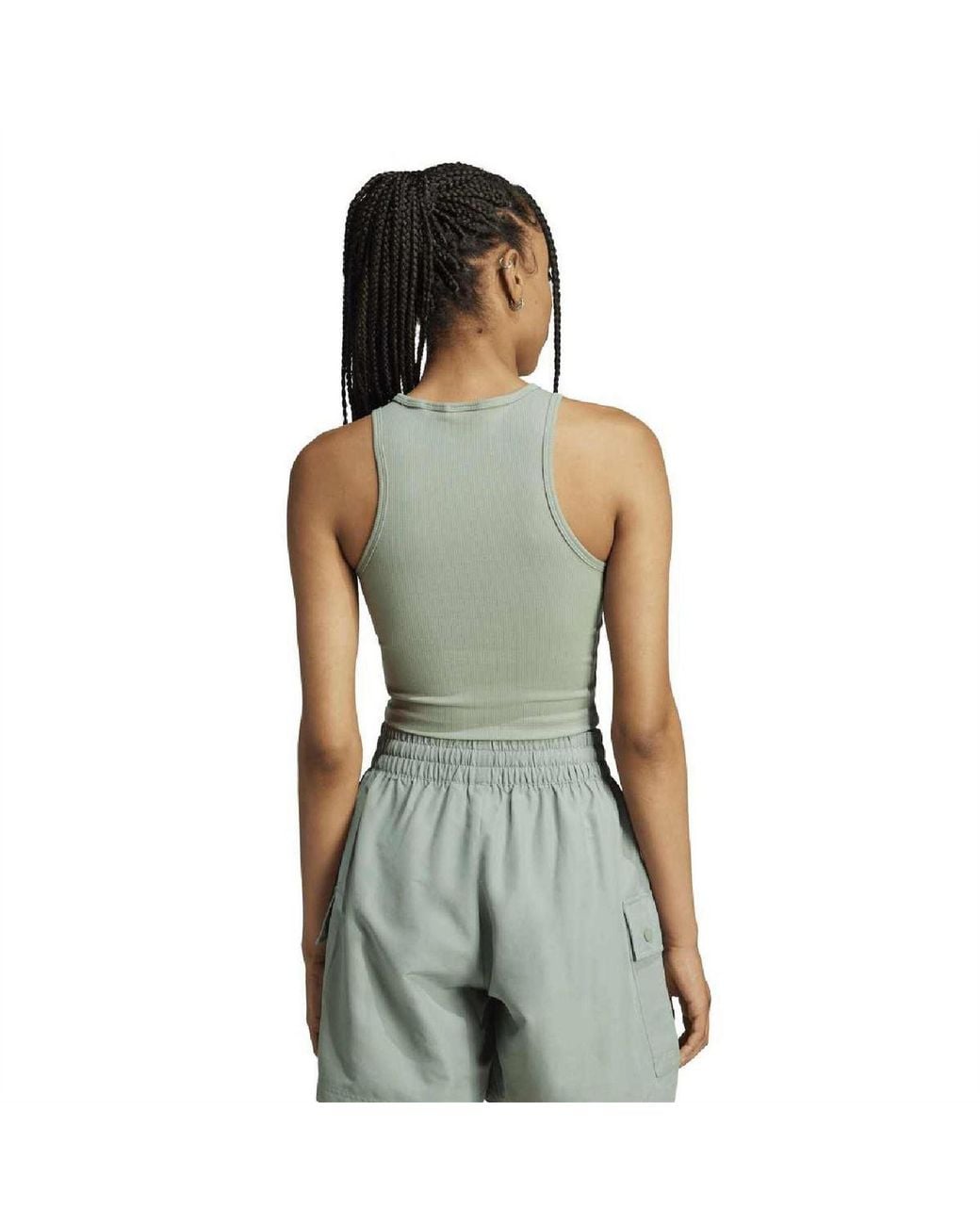 Adidas Originals Green Wordmark Crew Neck Slim Fit Rib Tank 10 (S)