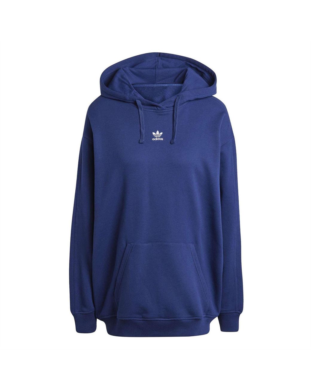 Adidas Originals Blue Essential Oversized Hooded Kangaroo Pocket Sweatshirt 6 (Xxs)