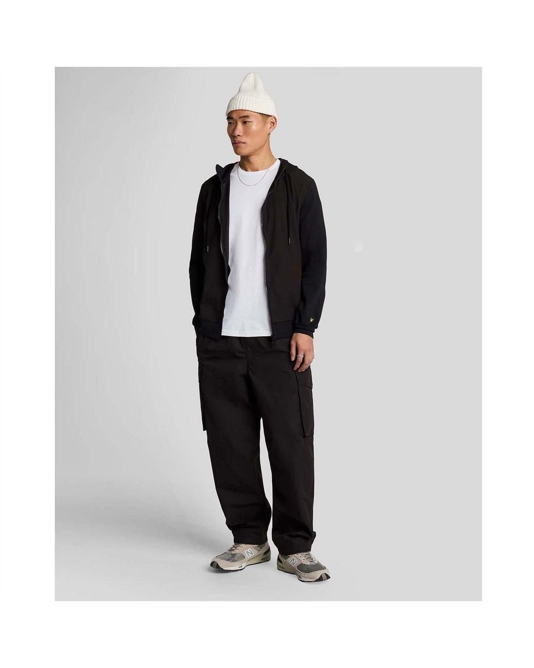 Lyle & Scott Black Hybrid Zip Through Hoodie for men