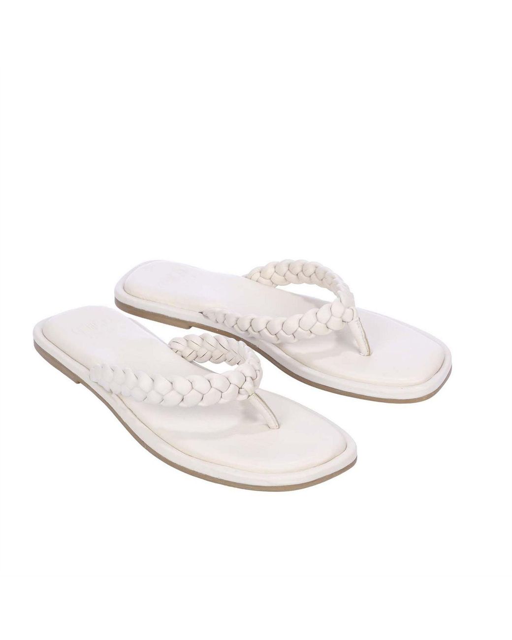 Dune White Plait Toe Post Sandals