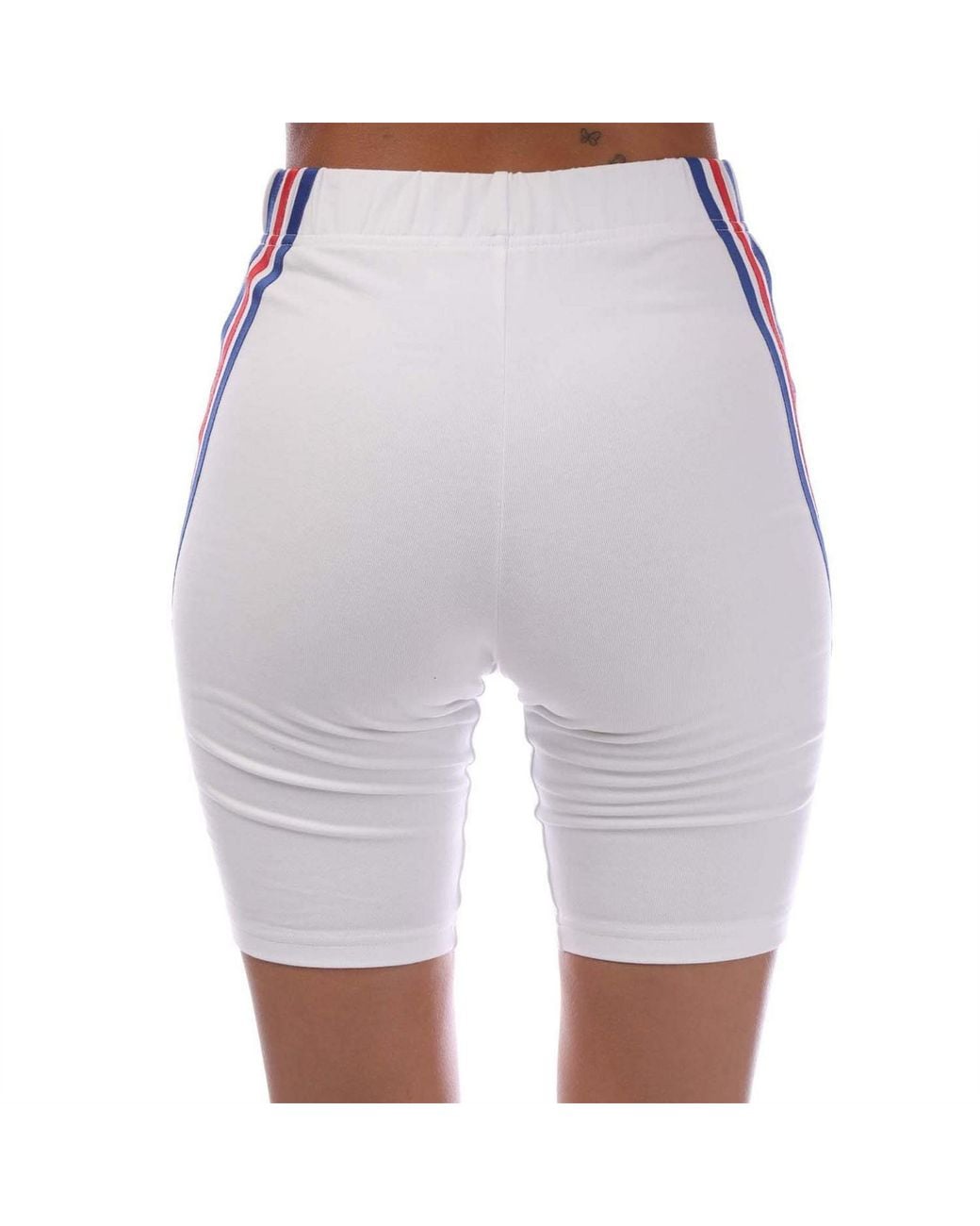 Adidas White Icons 3 Stripes Biker Shorts