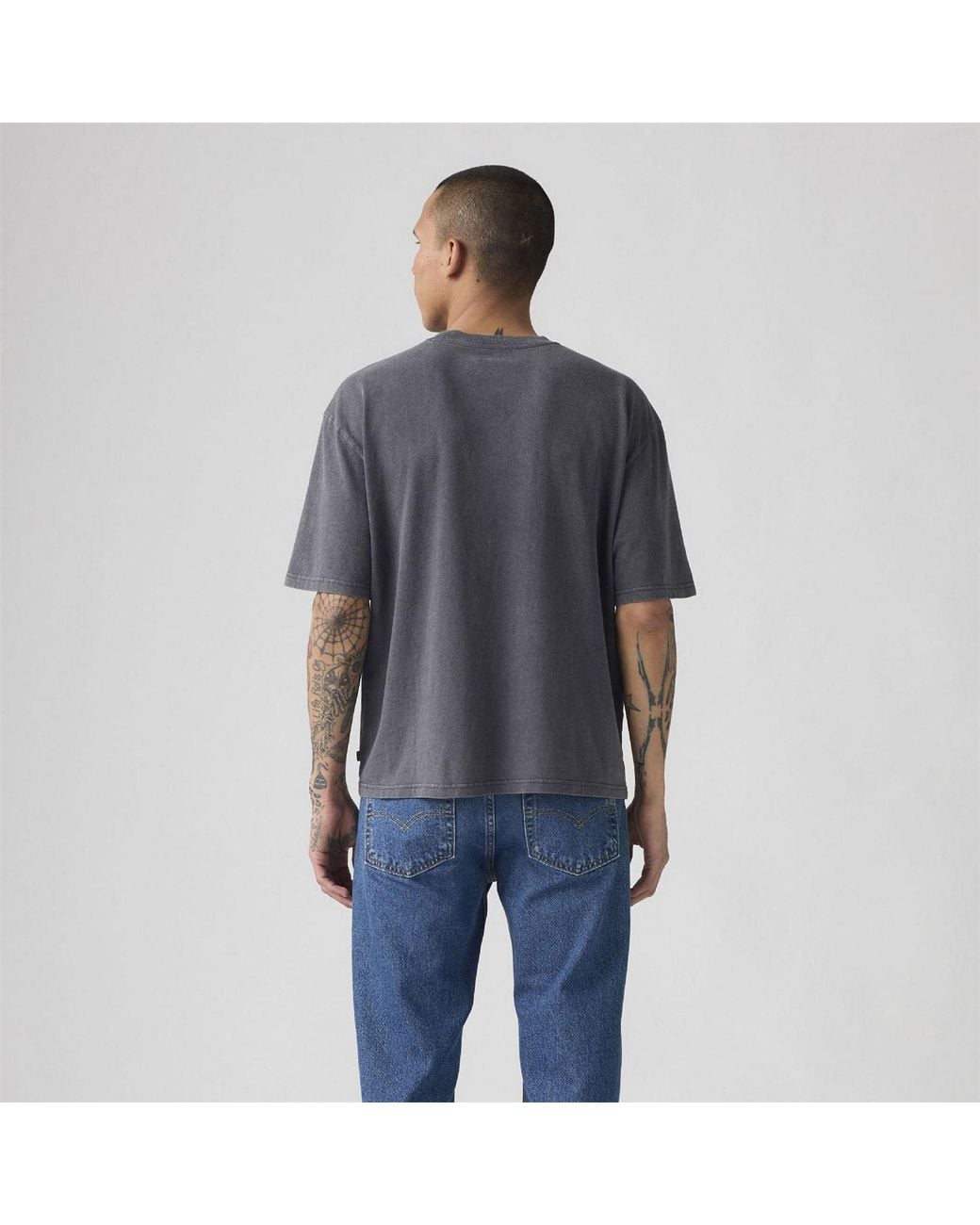 Levi's Gray Lockwood Text Graphic Crew Neck Short Sleeve T-Shirt for men
