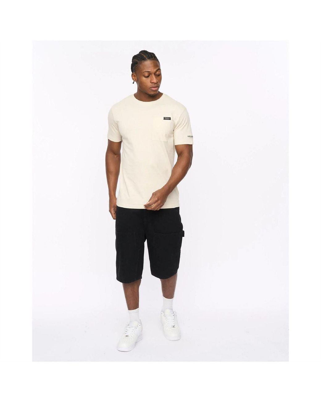 Crosshatch Gray Preece Hem Label Patch Crew Neck Short Sleeve T-Shirt for men