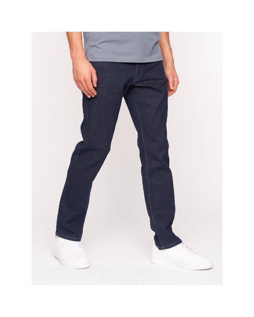 Crosshatch Blue Raw Straight Fit Jeans for men