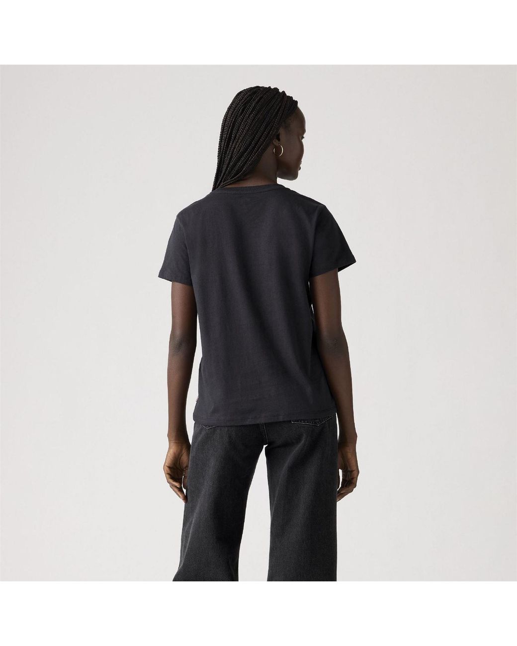 Levi's Black The Perfect Wordmark Graphic Crew Neck Short Sleeve T-Shirt 8 (Xs)