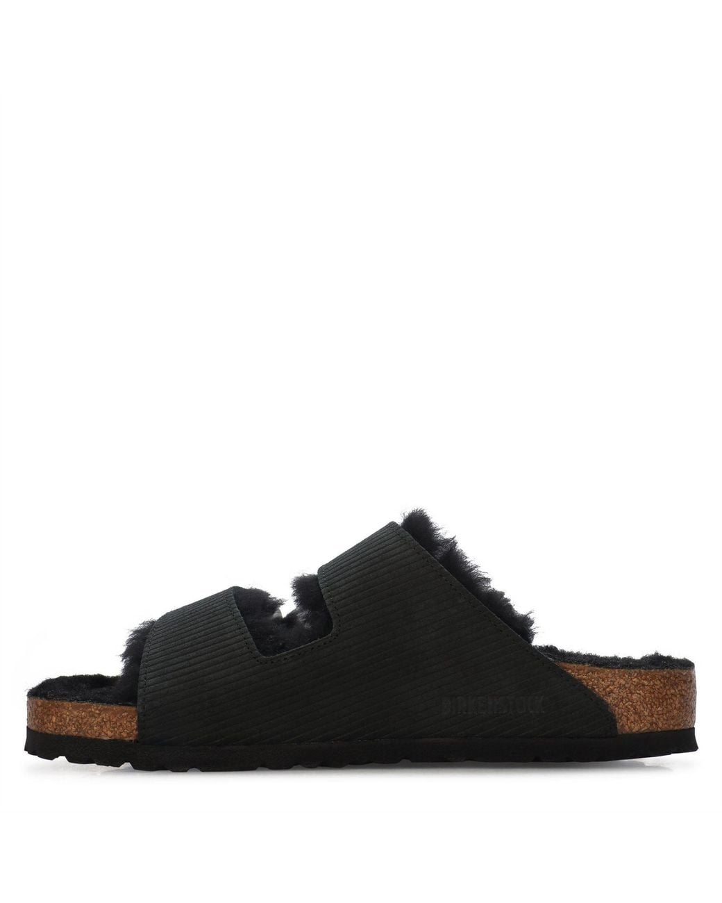 Birkenstock Black Arizona Teddy Ribbed Open Toe Slides 35 (2.5)