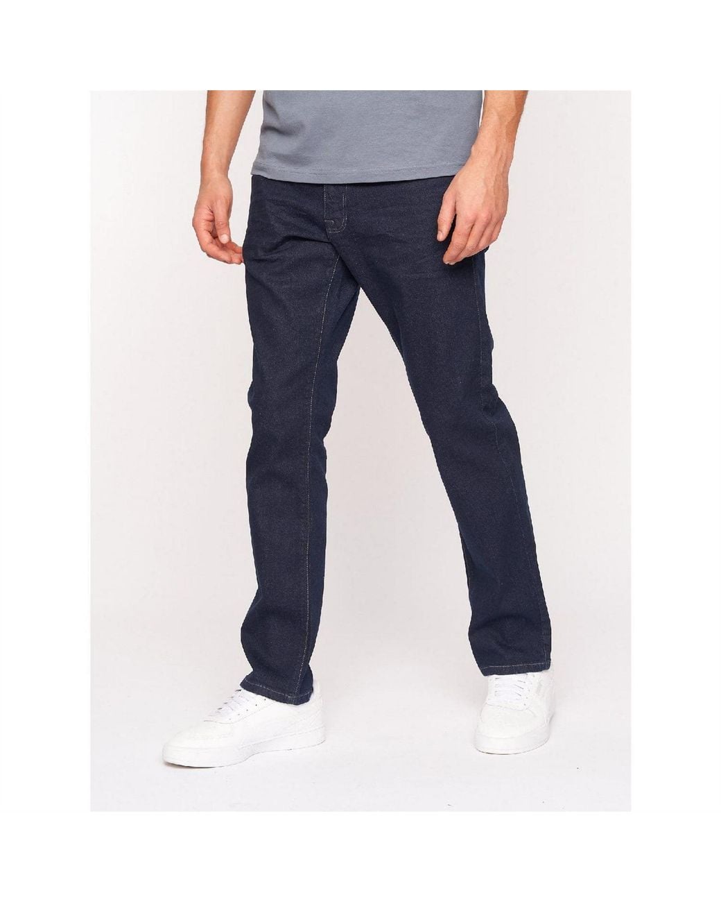 Crosshatch Blue Raw Straight Fit Jeans for men