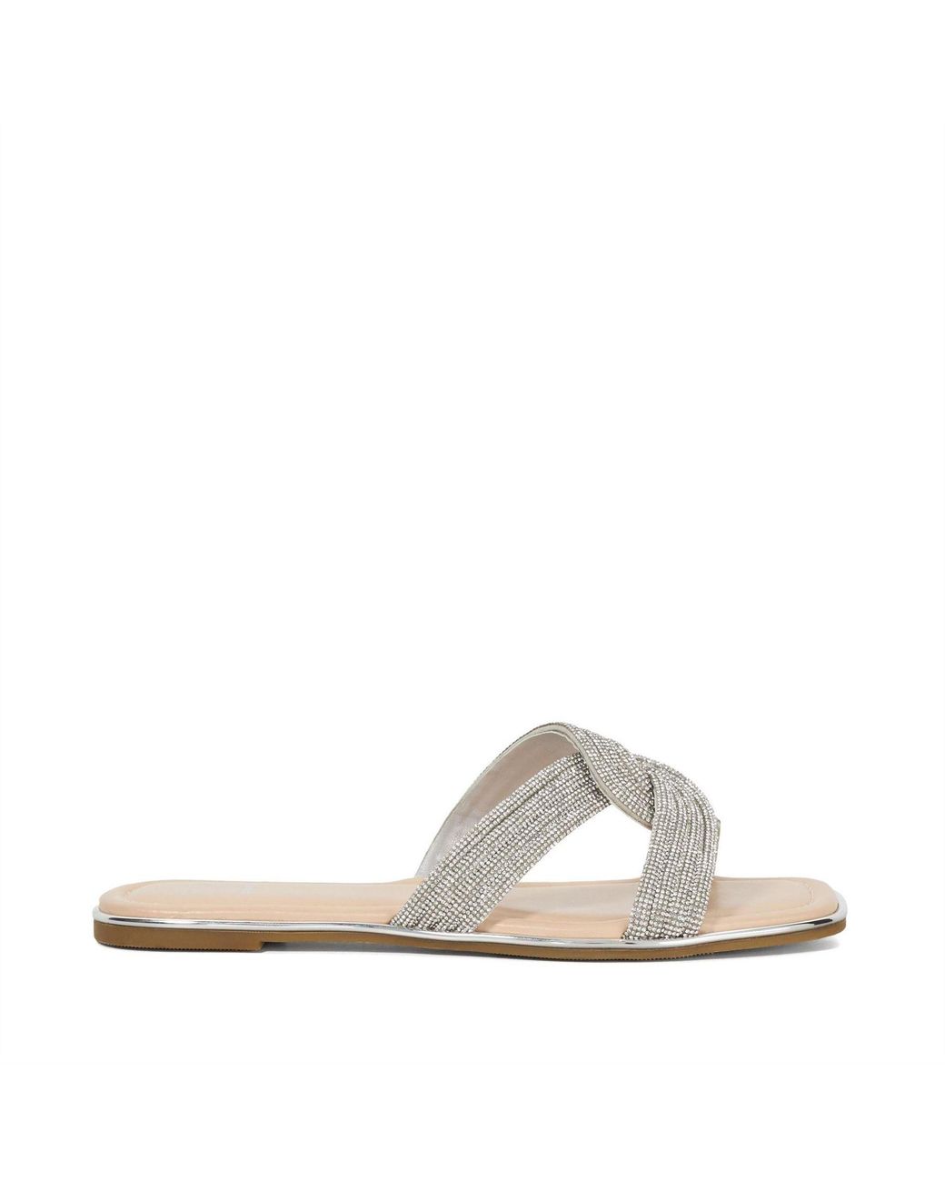 Dune White Lavenham Flat Sandal