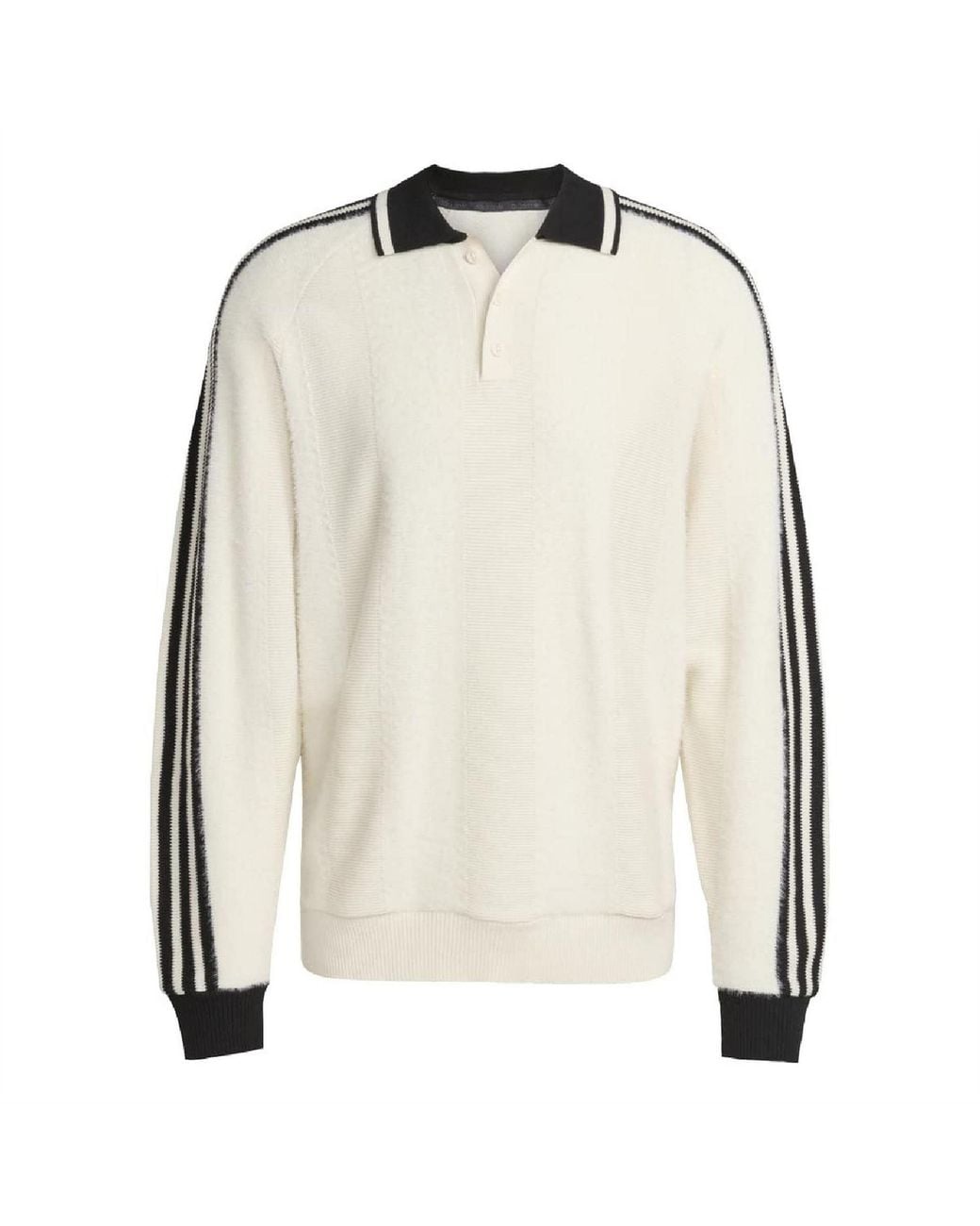 Adidas Originals White Premium Collared Neck Raglan Sleeve Sweater for men