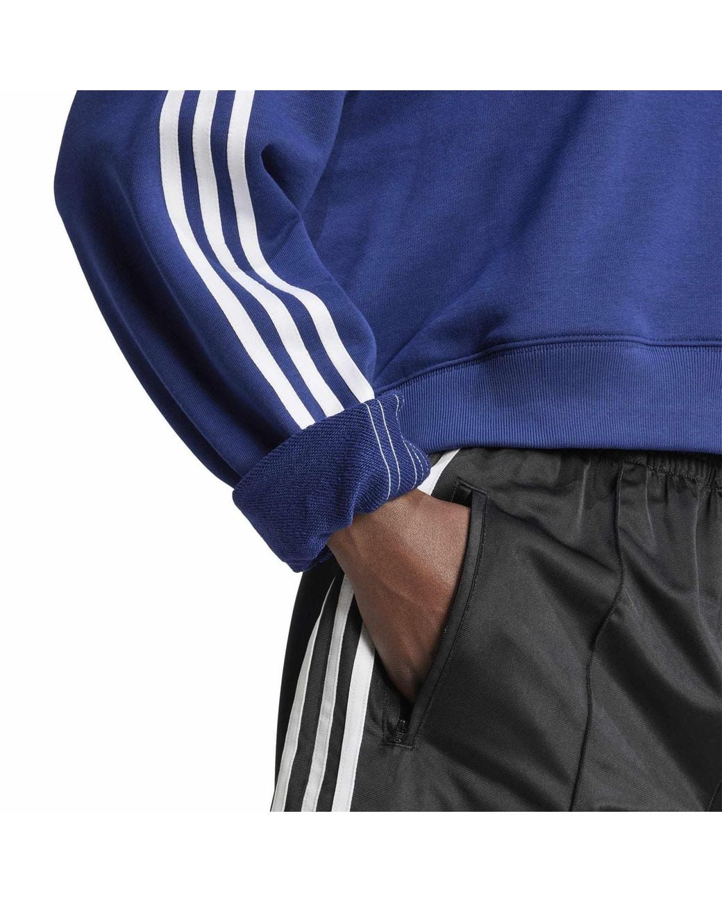 Adidas Originals Blue 3 Stripes Crew Neck Long Sleeve Jersey Sweatshirt 8 (Xs)