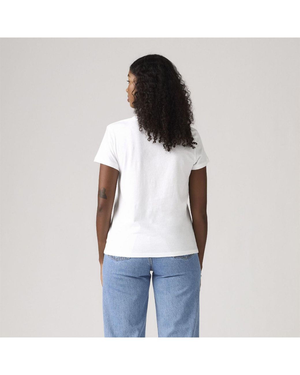 Levi's White The Perfect Wordmark Graphic Crew Neck Short Sleeve T-Shirt 8 (Xs)