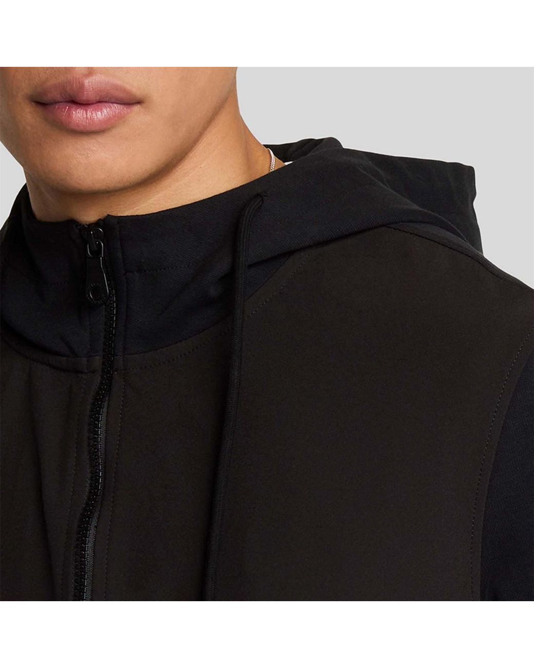 Lyle & Scott Black Hybrid Zip Through Hoodie for men
