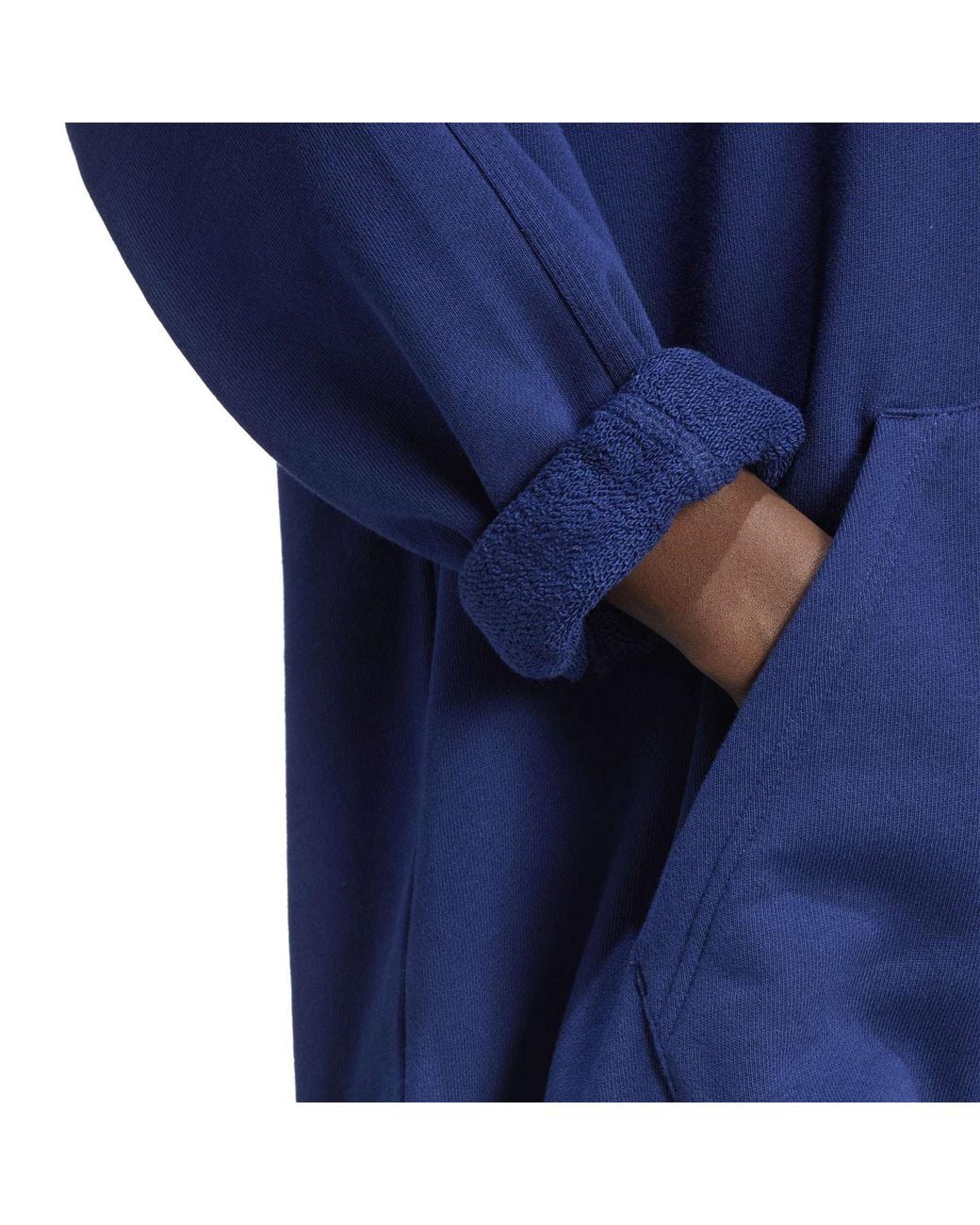 Adidas Originals Blue Essential Oversized Hooded Kangaroo Pocket Sweatshirt 6 (Xxs)