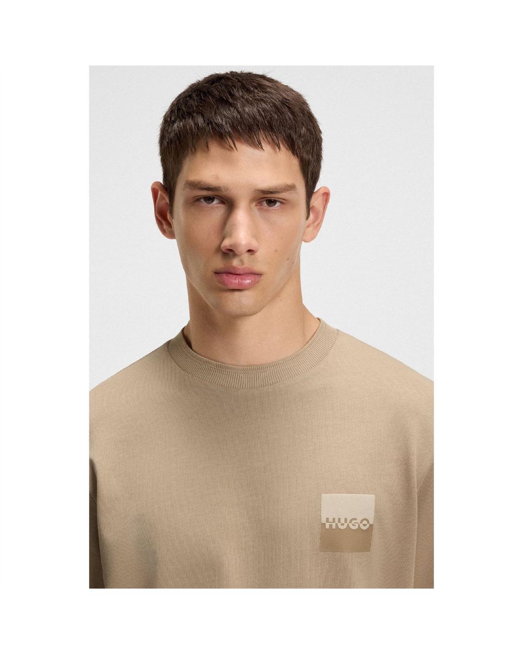 HUGO Natural Dusplito Split Logo T-Shirt for men