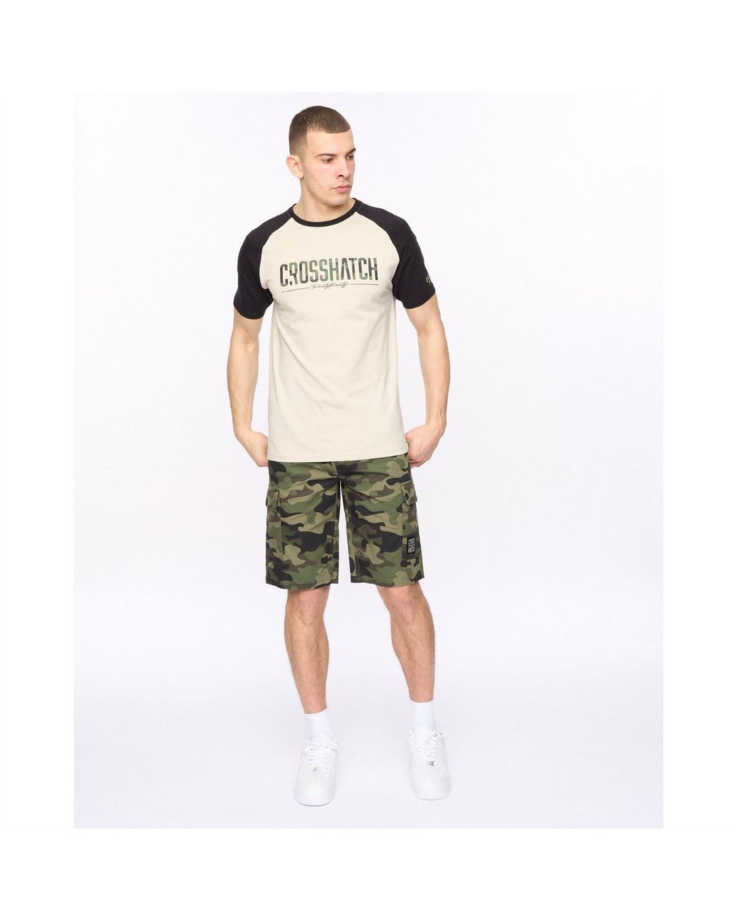 Crosshatch Natural Camtort Solid Bermuda Shorts for men