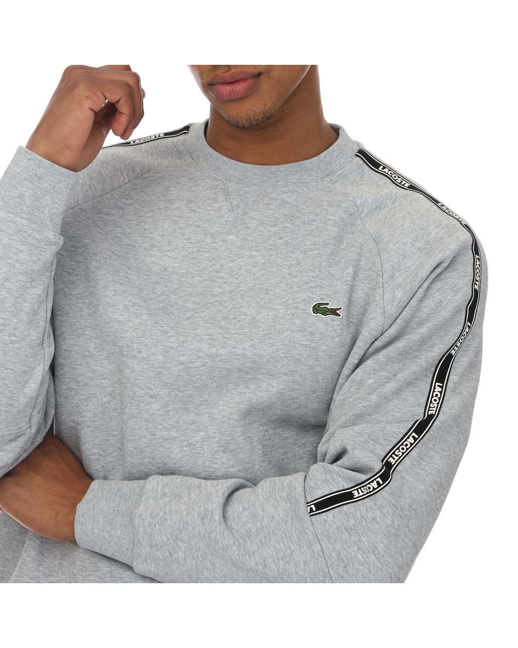 Lacoste Tape Crew Sweatshirt in Grey for Men | Lyst UK