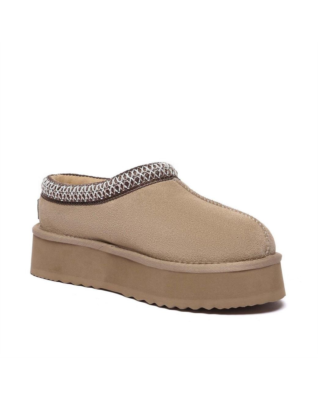EVER AU Gray Leather Slippers