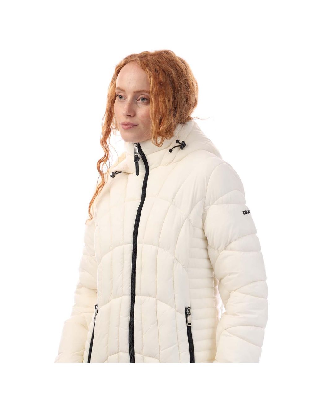 DKNY Natural Zip Front Packable Jacket