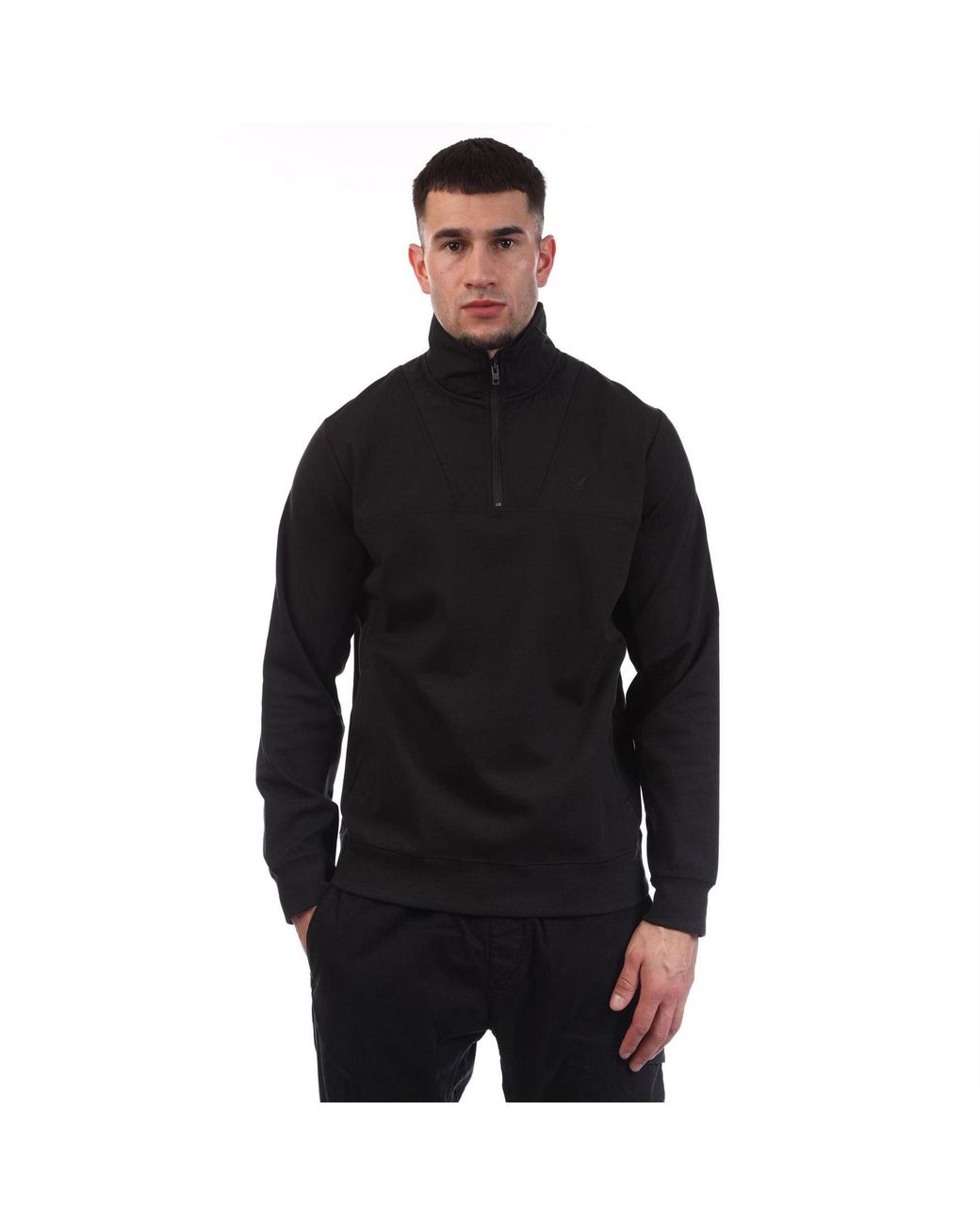 Lyle & Scott Black And Hybrid Quarter Zip for men